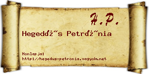 Hegedűs Petrónia névjegykártya